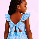 Vestido infantil feminino com babadinho Crepinho Floral– 2 a 10 Anos