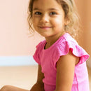 Camiseta feminina para menina tom Rosa com detalhe de manga princesa fluida