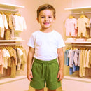 Bermuda infantil de tecido moletinho macio na corverde militar