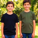 Kit camisetas de algodão para meninos: cores neutras preto e verde militar