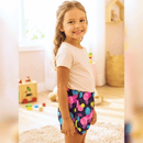 Moda verão: shortinho de microfibra estampado com cordão de ajuste rosa na cintura