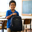 mochila infantil escolar preta ideal para uso diário na escola
