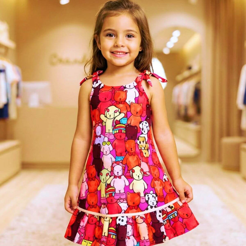 Vestido infantil menina moda verão festa luxo 2 a 12 Anos