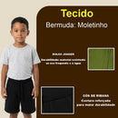 menino posando no estudio das lojasnany com bermuda infantil moletom