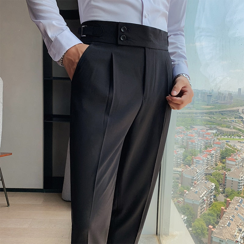 Calça social masculina moderna slim estilo lápis